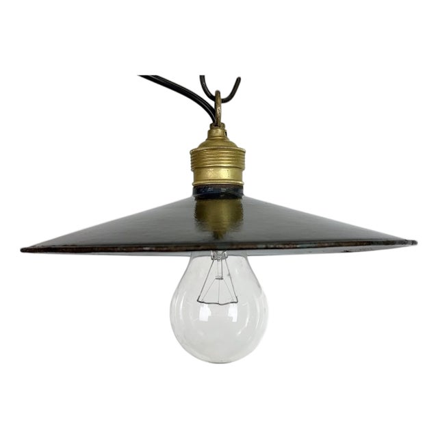 Industrial Dark Blue Enamel Light, 1930s For Sale