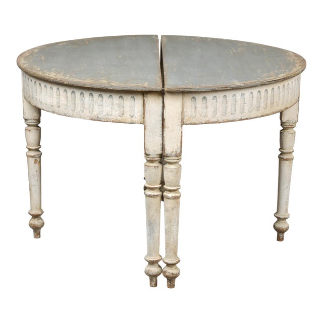 Late 19th Century Painted Swedish Demilune Console Tables - Pair For Sale