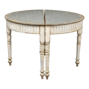 Late 19th Century Painted Swedish Demilune Console Tables - Pair
