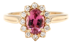 Jabel .95ctw Pink Tourmaline & Diamond Ring, 18k Yellow Gold, Ring Size 5