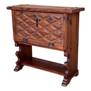 Early 20th Fall front Door rustic console Table with Shelve For Sale