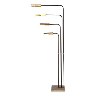 Italian Travertine and Brass Floor Lamp by Goffredo Reggiani, 1960s For Sale
