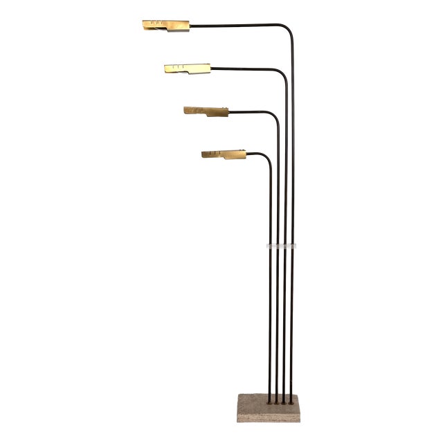 Italian Travertine and Brass Floor Lamp by Goffredo Reggiani, 1960s For Sale