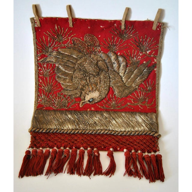 Metal 19th Century Antique Japanese Sumo Wrestler's Ceremonial Apron Kesho Mawashi With Golden Eagle For Sale - Image 7 of 7