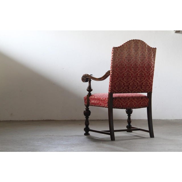 Danish Baroque Louis XV Style Oak Armchair, 19th Century For Sale - Image 9 of 18