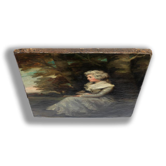After John Hoppner, Portrait of a Lady, 1800s, Oil on Canvas For Sale - Image 4 of 8