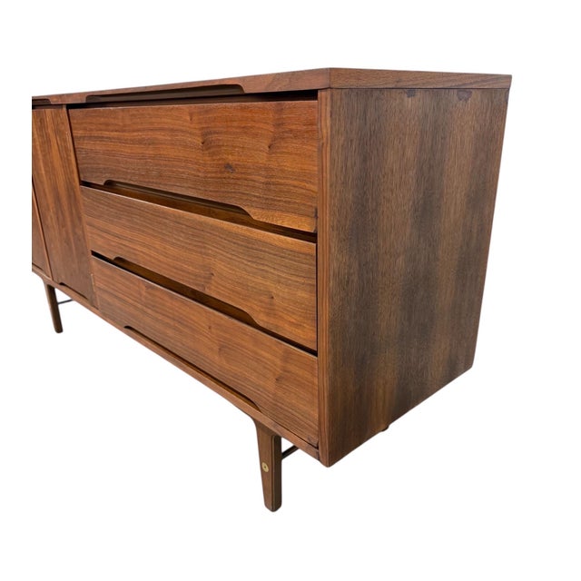 Mid-Century Modern Mid-Century Modern Stanley Walnut Sideboard For Sale - Image 3 of 10