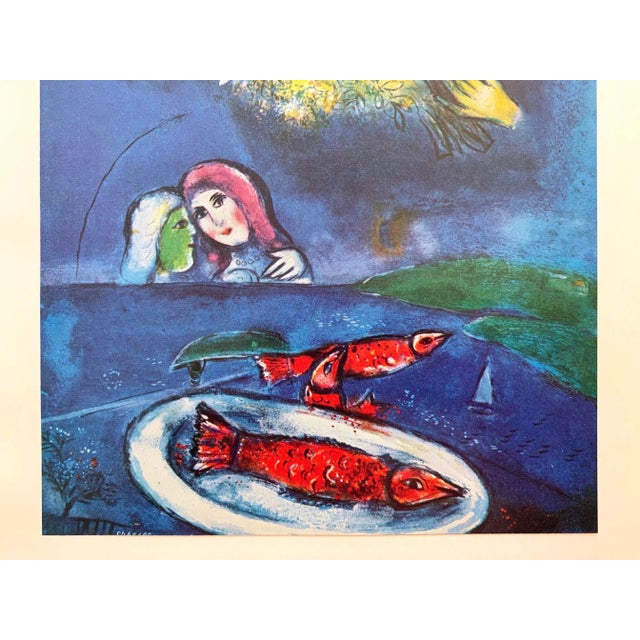 Marc Chagall Marc Chagall Vintage 1958 First Edition Lithograph Print " Fishes at Saint - Jean " 1949 For Sale - Image 4 of 10