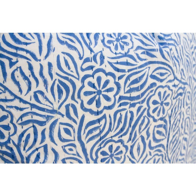 Jodhpur Garden, Blue & White Floral Block Print Pillows, Pair For Sale In Los Angeles - Image 6 of 8