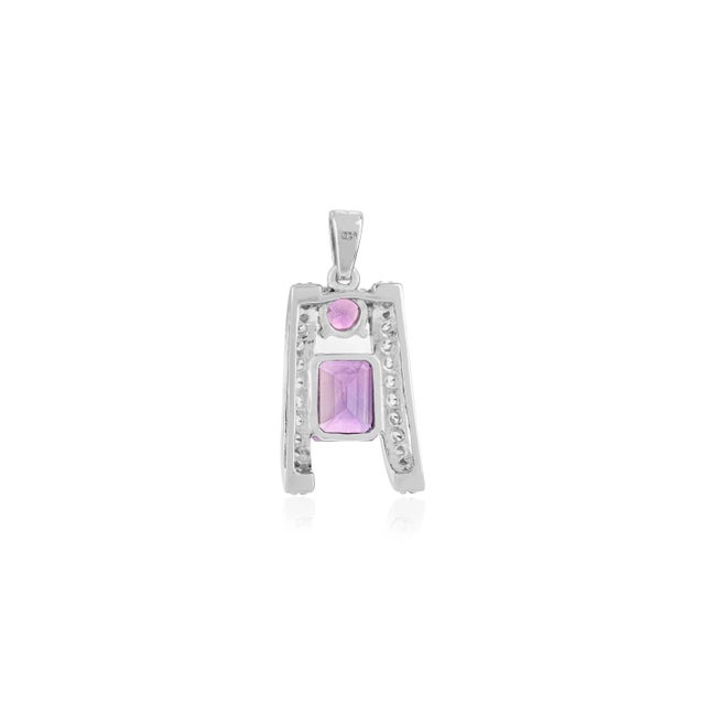 Metal Modernist 5.22 Carat Purple Amethyst Silver Charm Pendant by Carat&her - Gift for Her For Sale - Image 7 of 11