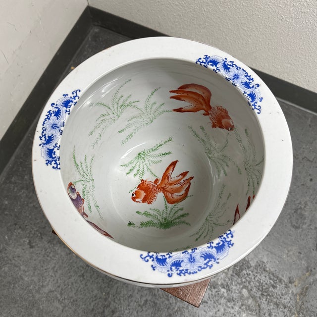 Blue + White Ceramic Fishbowl Planter Chairish