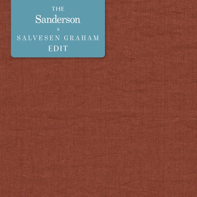 Sanderson Rue Linen Fabric in Brick For Sale