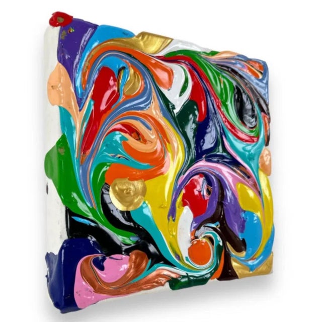Eduardo Guelfenbein, Chilean Liquid Abstraction Color Swirl Acrylic Polymer Eduardo Guelfenbein, c. 20th Century For Sale In Miami - Image 6 of 8