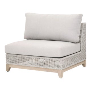 Tropez Teak & Rope Outdoor Modular Armless Sofa Chair For Sale
