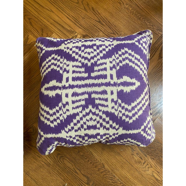 Schumacher "Asaka Ikat" Pair of 20" Pillows For Sale - Image 4 of 5