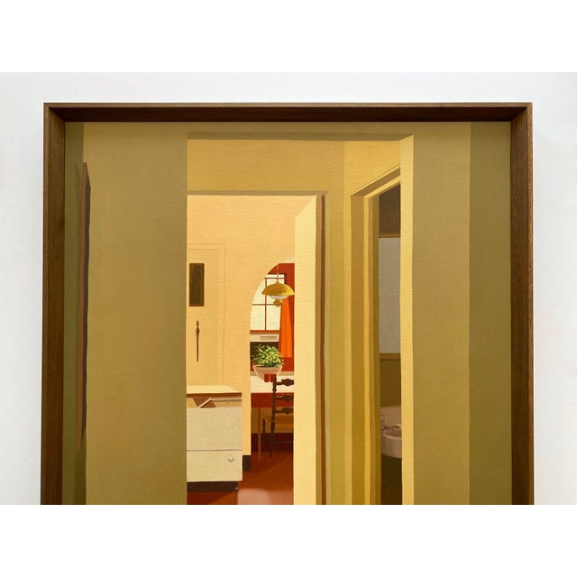 This Barbara Morgan Roberts rare vintage 1974 Mid Century Modern Edward Hopper style " Interior " custom framed original...
