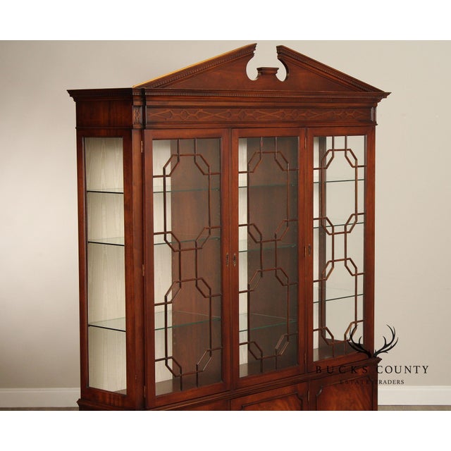 Georgian Style English Mahogany Bookcase or China Display Cabinet For Sale - Image 4 of 12