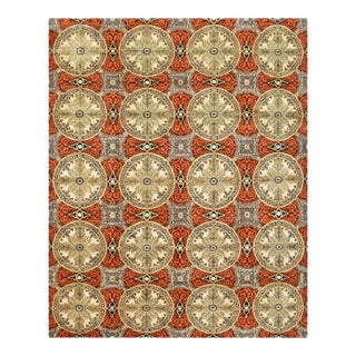Aubusson Rug 8'1'' X 9'11'' Red Wool Traditional Hand-Knotted Oriental Carpet For Sale