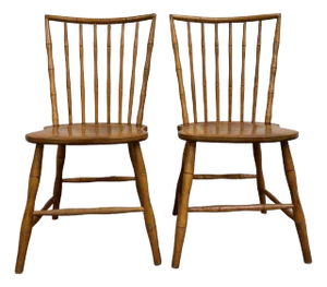 Vintage Handmade Country Primitive Colonial Windsor Dining Birdcage Side Chairs