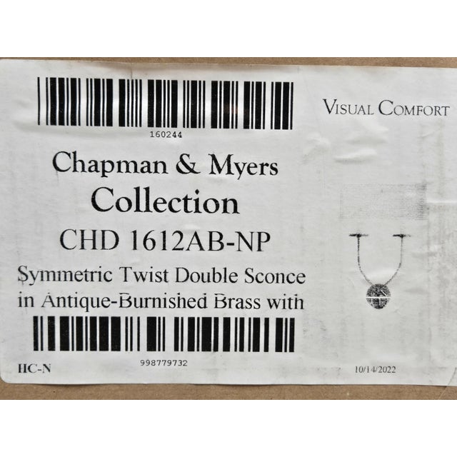 Visual Comfort Visual Comfort Chapman & Myers Collection Antique Brass Symmetric Twist Double Wall Sconce For Sale - Image 4 of 6