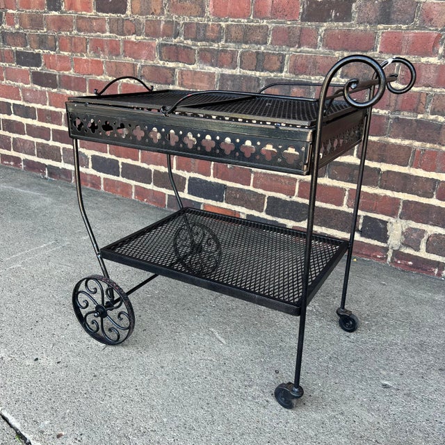Mid Century Modern Wrought Iron Outdoor Bar Cart on Wheels Chairish