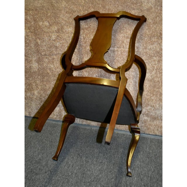Antique Mahogany Boudoir Armchair Edwardian Inlaid Marquetry Accent Side Chair For Sale - Image 9 of 13