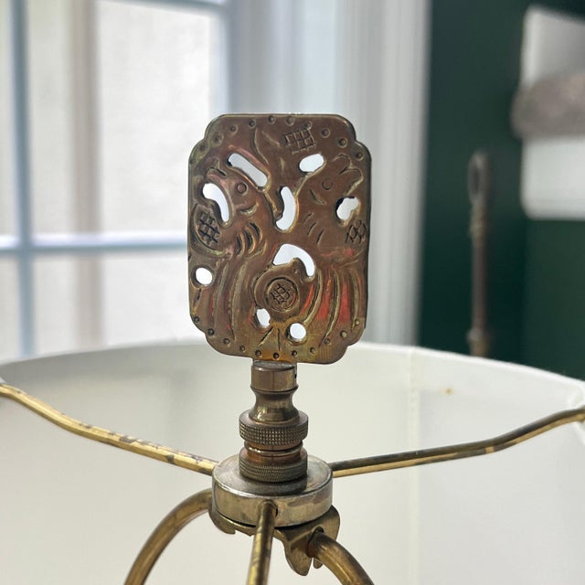 Vintage Frederick Cooper table lamp // colorful floral on a beautiful taupe background // accent lamp // designer lamp For Sale - Image 9 of 10