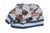 This charming, vintage handmade patchwork quilt features a beautifully executed Pinwheel variant design arranged within a...