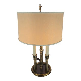 Vintage Brass Bouillotte Lamp With Drum Shade For Sale