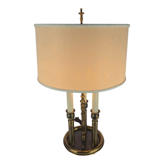Vintage Brass Bouillotte Lamp With Drum Shade For Sale