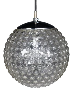 Large Chrome and Bubble Glass Pendant by Rolf Krüger for Staff, Germany, 1970s