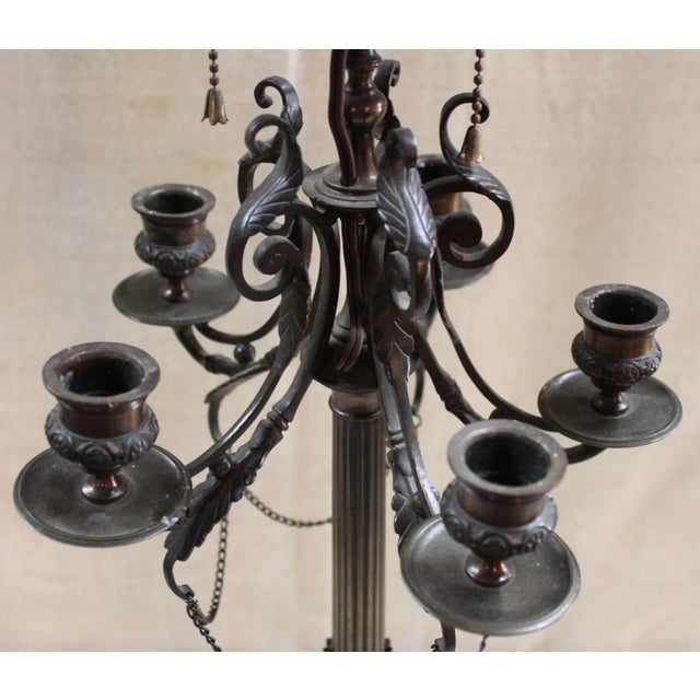 Metal French Bronze "Candelabrum" Lamp For Sale - Image 7 of 8