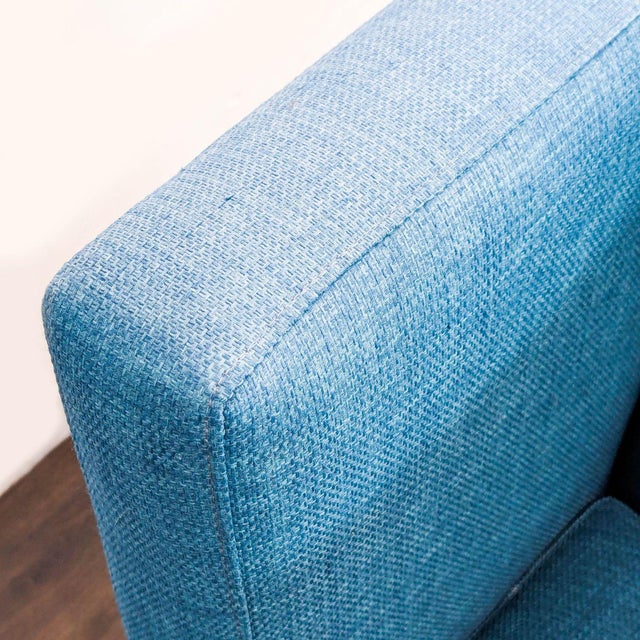 Metal Cb2 Avec Blue Modern Lounge Chair With Metal Legs For Sale - Image 7 of 9