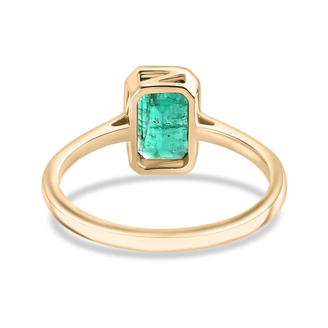 Not Yet Made - Made To Order 14k Gold Octagon Cut Emerald Solitaire Ring for Her Size 5.5 For Sale - Image 5 of 12