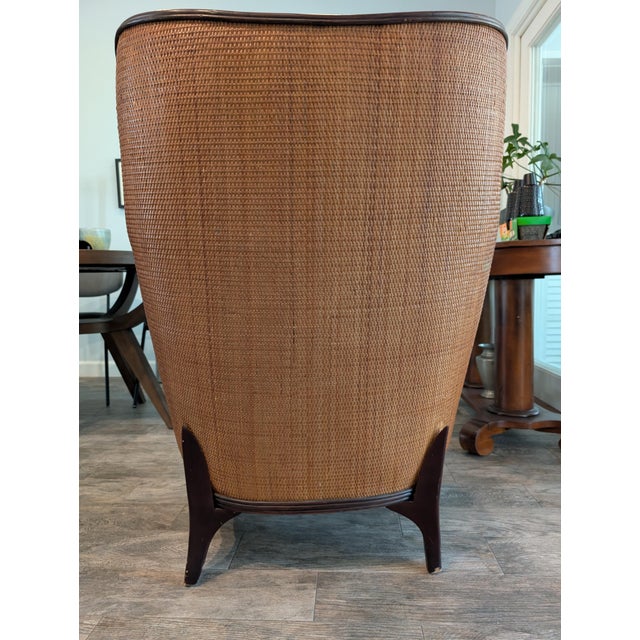 1970s 1970's Sculptural Mid-Century Modern Bentwood Lounge Chair With Cane Panels and Leather Seat For Sale - Image 5 of 13