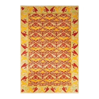 Arts & Crafts, One-of-a-Kind Hand-Knotted Area Rug - Yellow, 6' 7" x 9' 10" For Sale