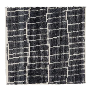 Modern Moroccan Style Handmade Black Abstract Custom Wool Rug