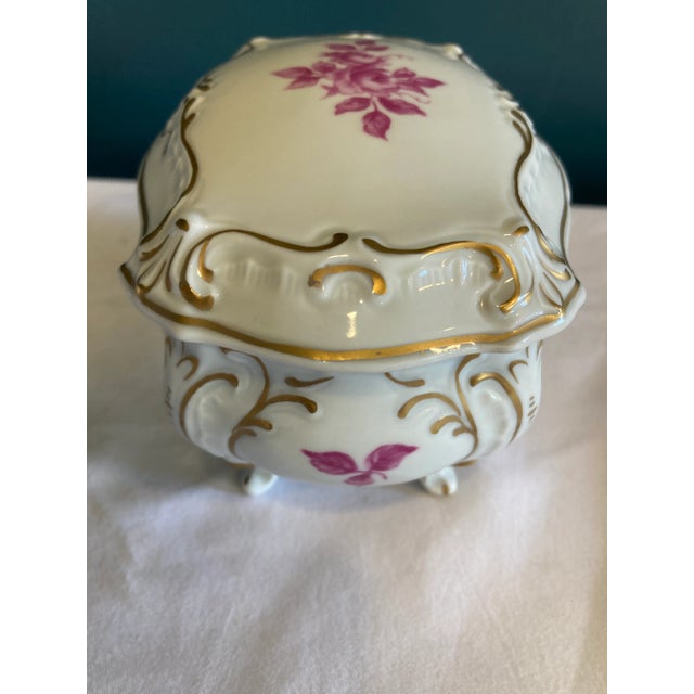 Traditional Vintage German Porcelain Trinket Box For Sale - Image 3 of 9