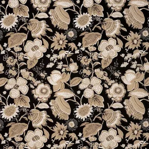 Schumacher X Mary Mcdonald Tikki Garden Fabric in Lava Black