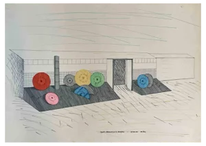Lucio Del Pezzo, Project, Mixed Media, 1988
