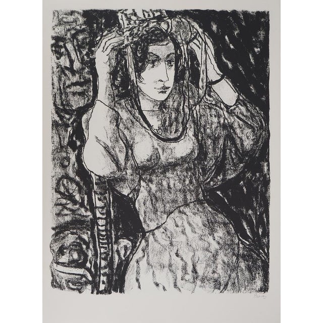Leopoldo Presas, Young Woman in a Straw Hat, Lithograph For Sale - Image 7 of 7