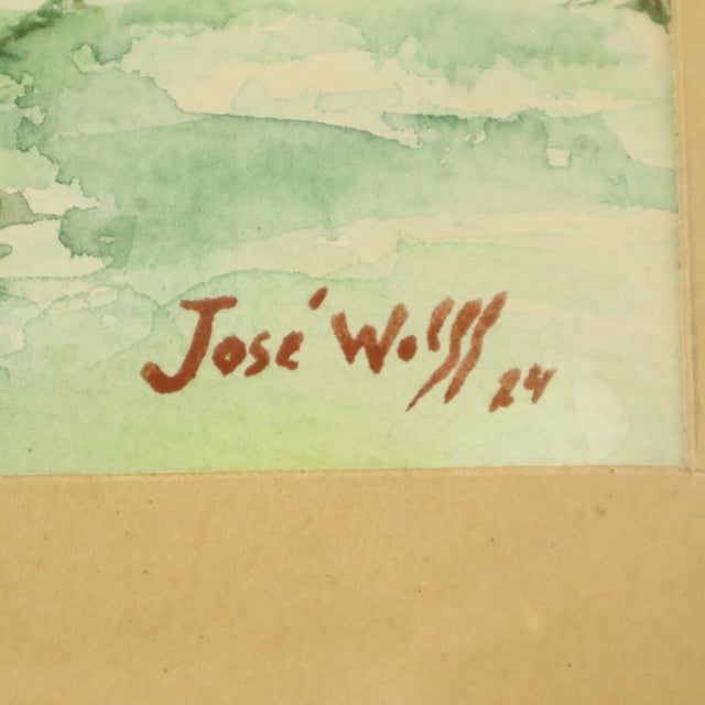 An original and unique artwork—a watercolor on paper depicting a country cottage in Hervé (Liège)—by José Wolff...