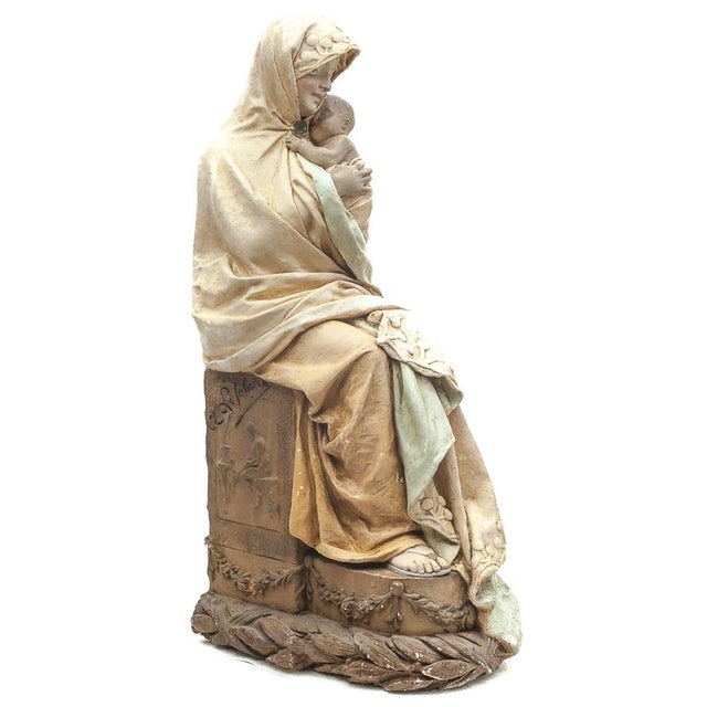 Sculpture Materials Adelaïde Maeterlinck-Lefebvre, Virgin and Child, 1890s, Plaster For Sale - Image 7 of 18