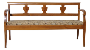 Directoire Walnut and Floral Fabric Bench, Italy, 1900s