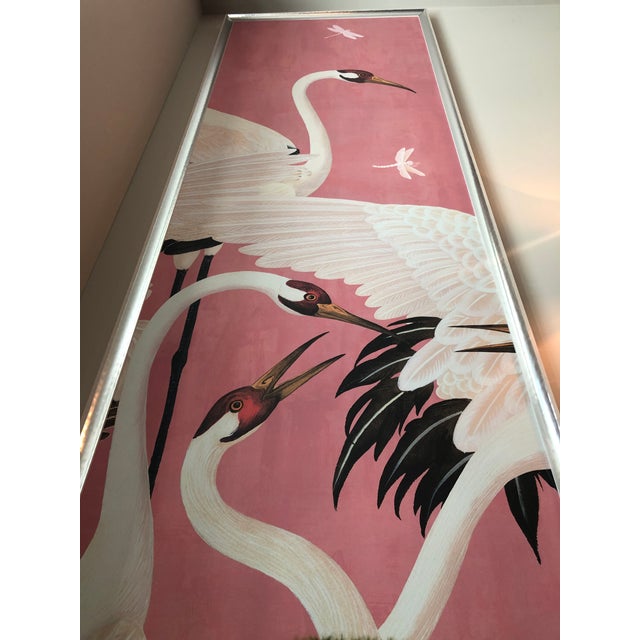 Custom Gucci Pink Heron Crane Wallpaper Mural Panels - a Pair | Chairish