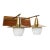 Mid-Century Modernist Dual-Head Brass & Frosted Glass Sconce on Teakwood For Sale