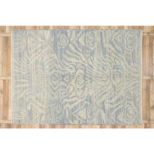 Sky Blue Early 21st Century Vintage Turkish High-Low Textured Rug, 08'09 X 12'00 For Sale - Image 8 of 9