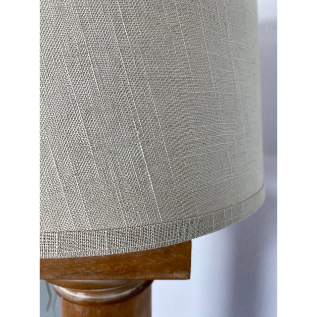 Vintage Italian Wood Architectural Column Floor Lamp With Brass Finial For Sale In Seattle - Image 6 of 11