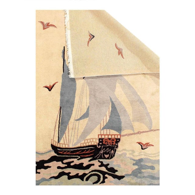 Traditional Pasargad DC Antique Chinese Art Deco Sailing Rug For Sale - Image 3 of 3