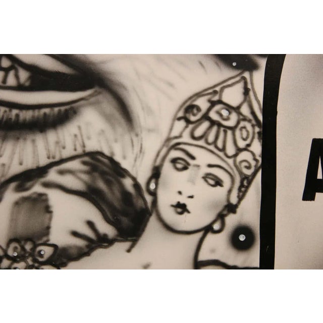 2000s "Absolut Keck" Abstract Surrealist Black and White Airbrush Painting by Howie Keck For Sale - Image 10 of 13